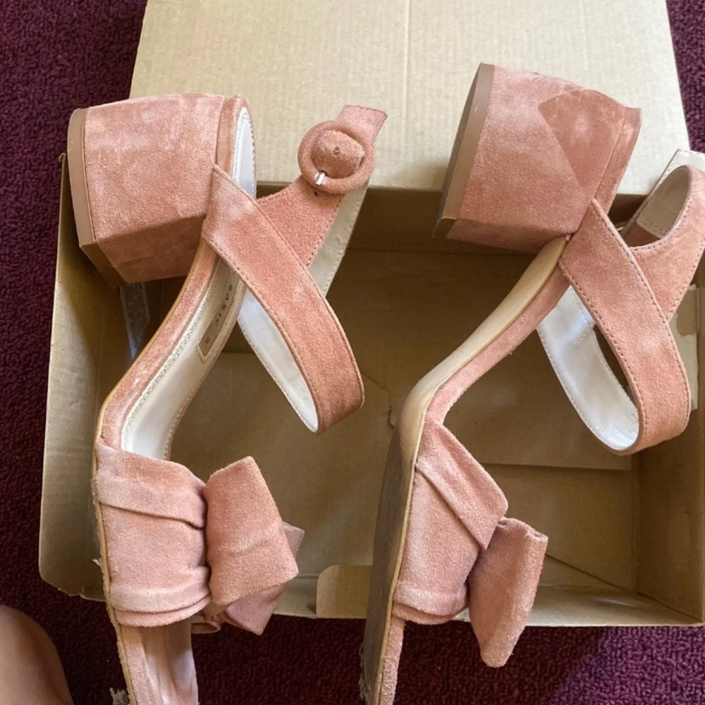 Zara Tan Suede Knot Front Block Heel Sandals - Picture 4 of 6